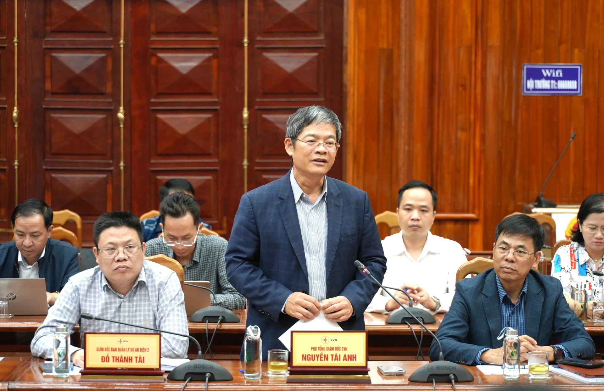 Đồng chí Nguyễn Tài Anh, Phó Tổng Giám đốc Tập đoàn Điện lực Việt Nam (EVN) phát biểu tại lễ trao quyết định chấp thuận chủ trương đầu tư - Ảnh: Trung Đức