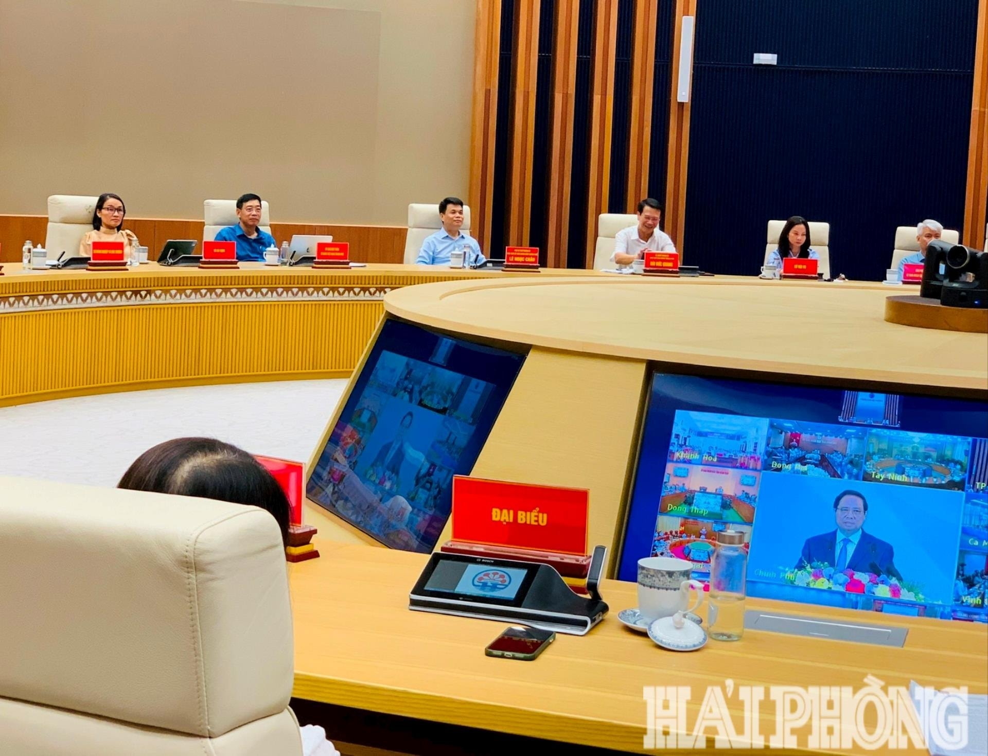 Quang cảnh hội nghị tại điểm cầu thành phố Hải Phòng.