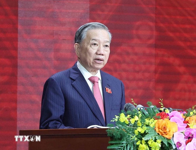 Tổng Bí thư Tô Lâm phát biểu. (Ảnh: Thống Nhất/TTXVN) ttxvn-tong-bi-thu-to-lam-80-nam-cong-an-nhan-dan17.jpg