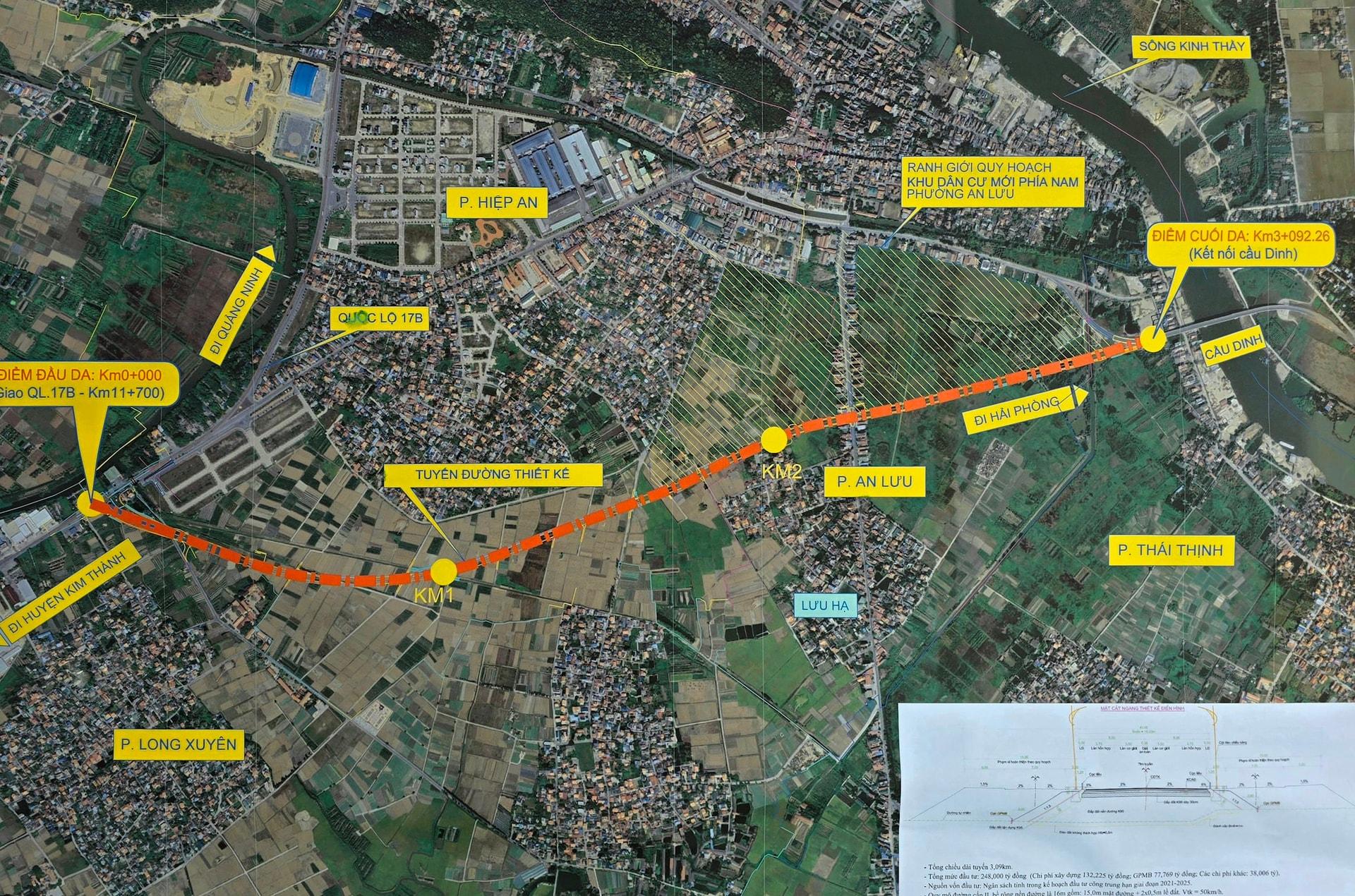 Bình đồ tổng thể Dự án ây dựng tuyến đường kết nối quốc lộ 17B với cầu Dinh