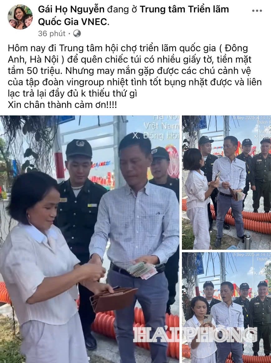 Chị Nguyễn Thị Vải chia sẻ xúc động trên trang cá nhân sau khi nhận lại tài sản thất lạc