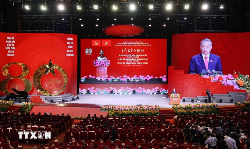 Tổng Bí thư Tô Lâm đọc diễn văn. (Ảnh: Phạm Kiên/TTXVN)