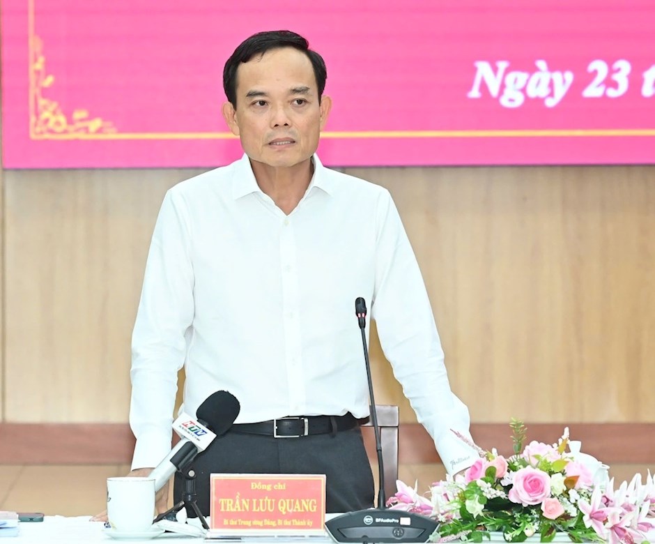 Bí thư Thành ủy TPHCM Trần Lưu Quang kết luận buổi làm việc. Ảnh: SGGP