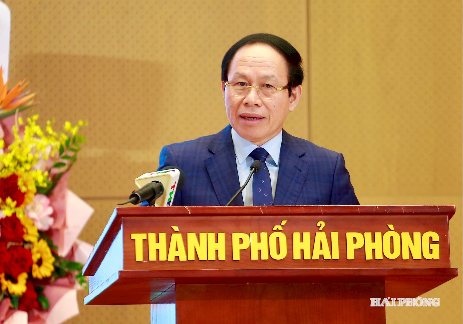 Đồng ch&iacute; L&ecirc; Tiến Ch&acirc;u, Uỷ vi&ecirc;n Trung ương Đảng, B&iacute; thư Th&agrave;nh uỷ, Trưởng đo&agrave;n đại biểu Quốc hội Hải Ph&ograve;ng ph&aacute;t biểu chỉ đạo.