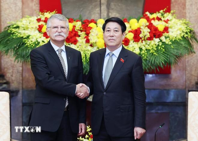 Chủ tịch nước Lương Cường tiếp Chủ tịch Quốc hội Hungary Kover Laszlo. (Ảnh: Lâm Khánh/TTXVN) ttxvn-2010-chu-tich-nuoc-viet-nam-hungary-1.jpg