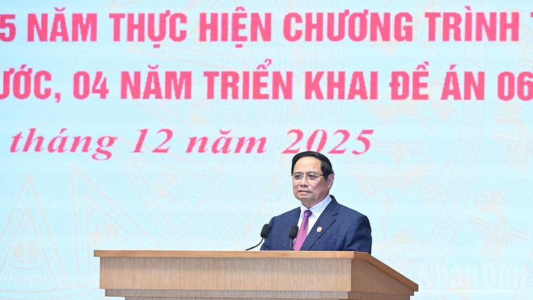 Thủ tướng Phạm Minh Chính phát biểu ý kiến tại Hội nghị. (Ảnh: Trần Hải) ndo_br_b3-6759.jpg