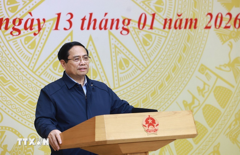 Thủ tướng Phạm Minh Ch&iacute;nh chủ tr&igrave; phi&ecirc;n họp thứ 5 của Ban Chỉ đạo Trung ương về ch&iacute;nh s&aacute;ch nh&agrave; ở v&agrave; thị trường bất động sản. (Ảnh: Dương Giang/TTXVN)