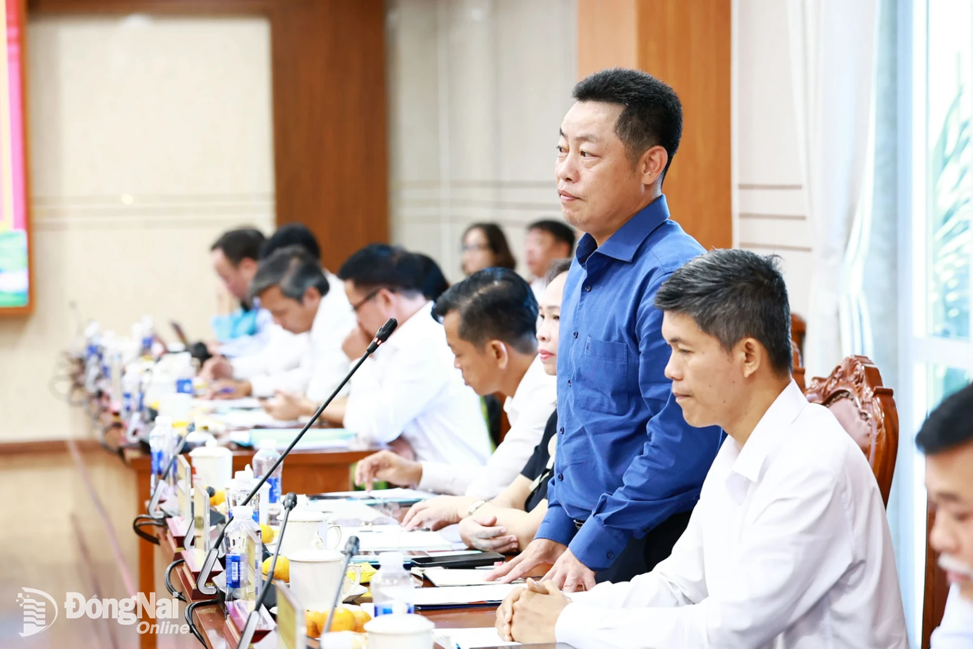 Hiệu trưởng Trường cao đẳng Công nghệ quốc tế Lilama 2 Nguyễn Khánh Cường phát biểu tại buổi làm việc. Ảnh: Công Nghĩa