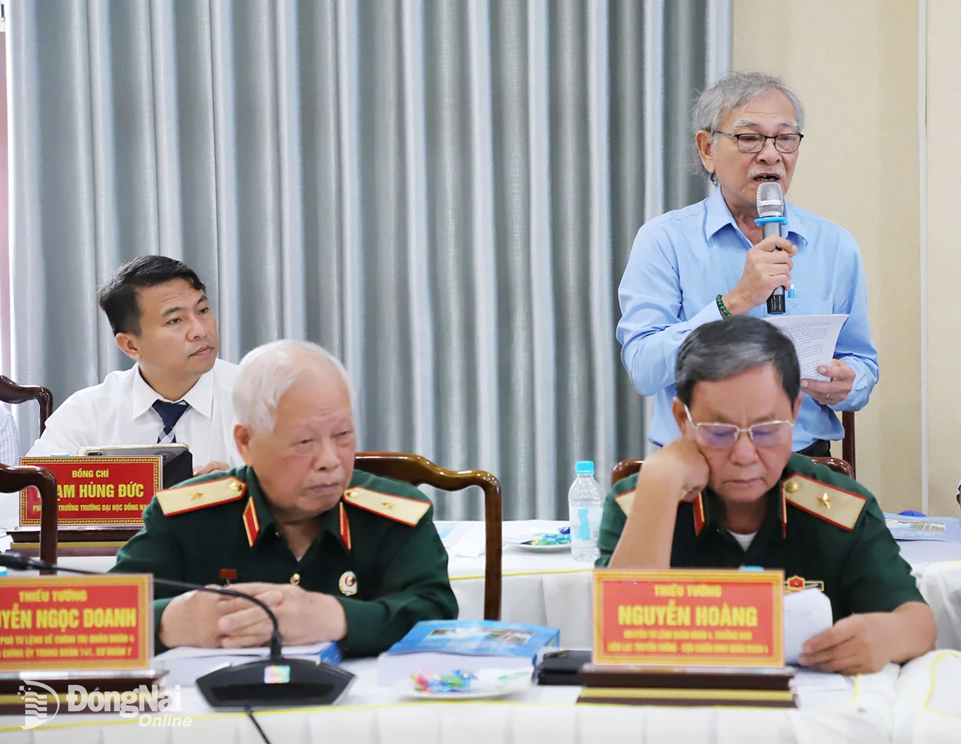 Thạc sĩ Trần Quang Toại, Chủ tịch Hội Khoa học lịch sử Đồng Nai phát biểu tại hội thảo. Ảnh: My Ny