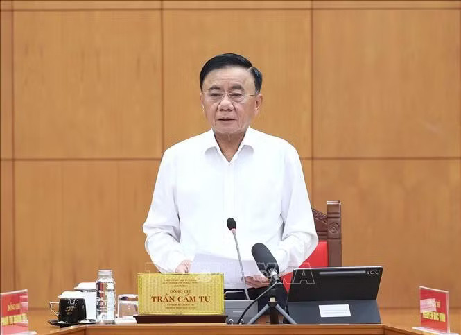 Đồng chí Trần Cẩm Tú, Ủy viên Bộ Chính trị, Thường trực Ban Bí thư phát biểu. Ảnh: An Đăng/TTXVN