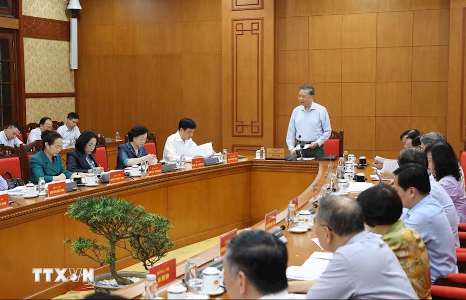 Tổng Bí thư, Chủ tịch nước Tô Lâm phát biểu chỉ đạo tại buổi làm việc về phát triển thể dục thể thao trong giai đoạn mới. (Ảnh: Thống Nhất/TTXVN)