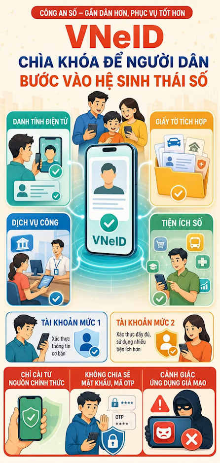 Những tiện ích của VNeID được truyền thông tới người dân theo cách dễ nhớ, dễ hiểu.