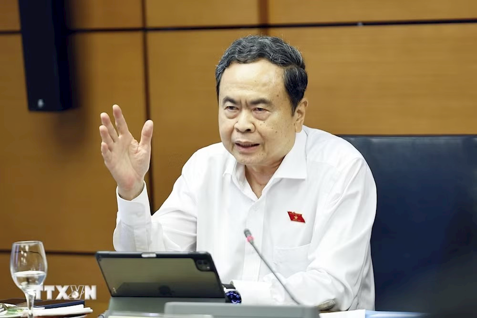 Chủ tịch Quốc hội Trần Thanh Mẫn, đại biểu Quốc hội Thành phố Hồ Chí Minh phát biểu. (Ảnh: Doãn Tấn/TTXVN)