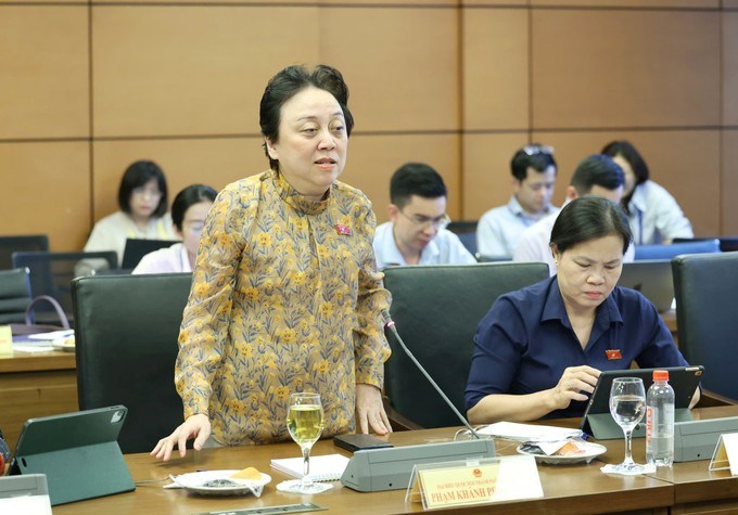 ĐB Phạm Khánh Phong Lan phát biểu thảo luận tại tổ, chiều 23/10. (Ảnh: QUANG PHÚC)