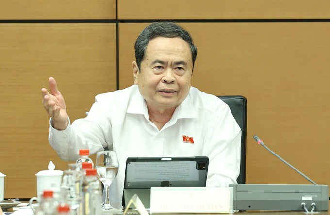 Chủ tịch Quốc hội Trần Thanh Mẫn phát biểu thảo luận tại tổ, chiều 23/10. (Ảnh: QUANG PHÚC)