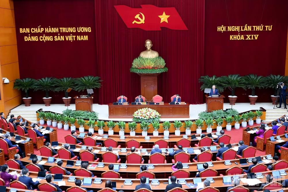 Phiên Khai mạc Hội nghị lần thứ tư Ban Chấp hành Trung ương Đảng khóa XIV, ngày 5/10/2026. Ảnh: Báo Nhân Dân