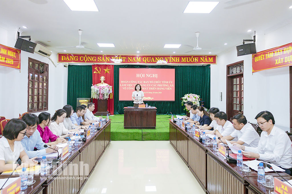 Đồng chí Đinh Thị Phượng, Tỉnh ủy viên, Phó Trưởng Ban Tổ chức Tỉnh ủy làm việc với đảng ủy một số xã, phường về công tác phát triển đảng viên năm 2026.