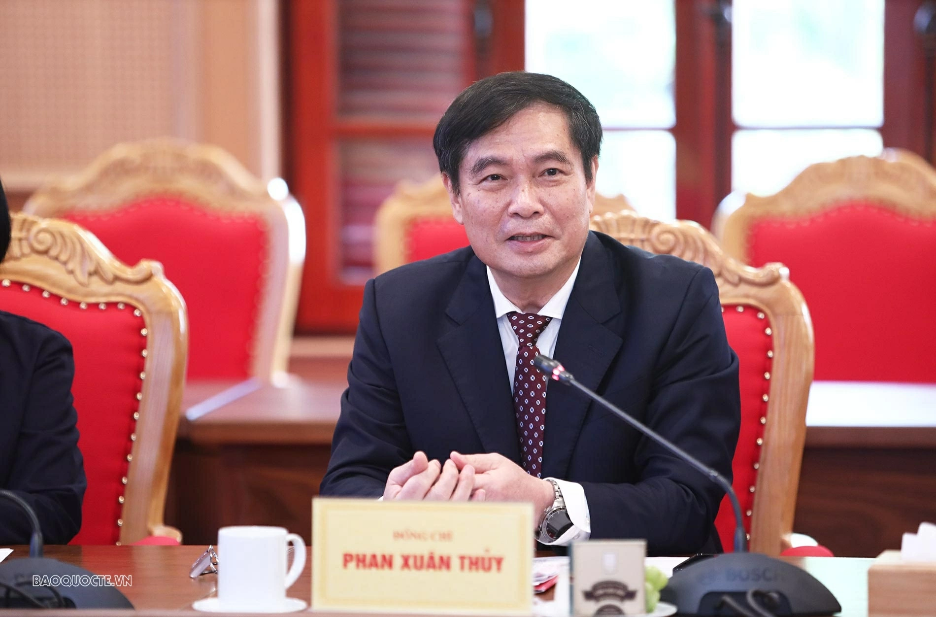 Phó Trưởng Ban Tuyên giáo Trung ương Phan Xuân Thủy phát biểu tại Hội đàm. (Ảnh: Thành Long) Phó Trưởng Ban Tuyên giáo Trung ương Phan Xuân Thủy phát biểu tại Hội đàm. (Ảnh: Thành Long)